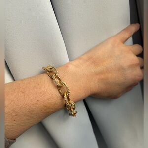 J Crew gold tone pave crystal liner toggle bracelet